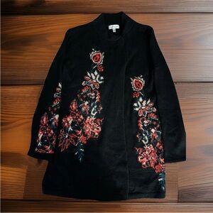 Neiman Marcus Embroidered Floral Cardigan M